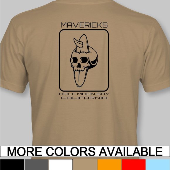 Mavericks Half Moon Bay California T-Shirt surf surfing beach north coast - Picture 1 of 11